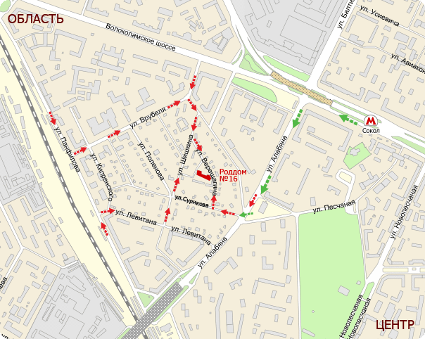 Карта проезда к Роддому 16